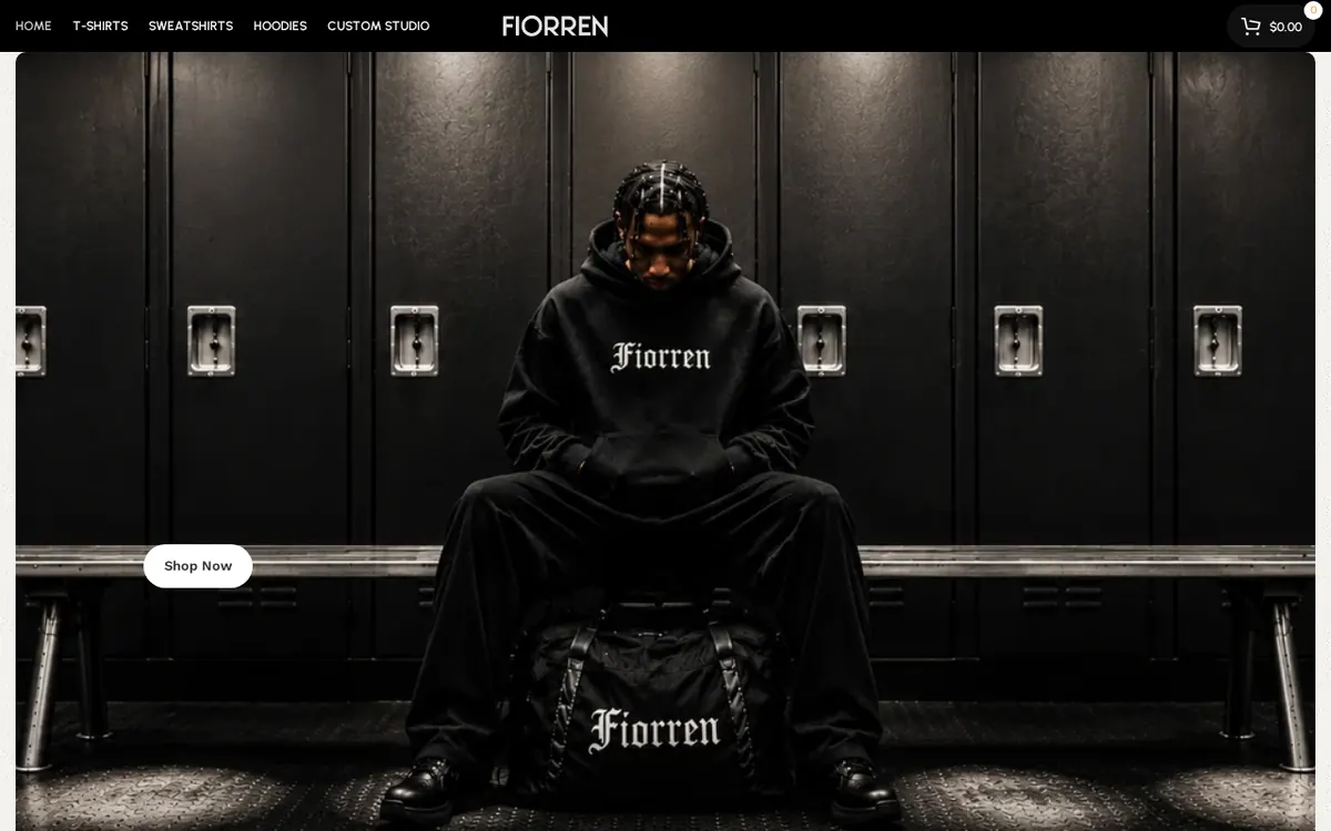 Fiorren fashion and accessories e-commerce store — homepage showing premium clothing collection.
