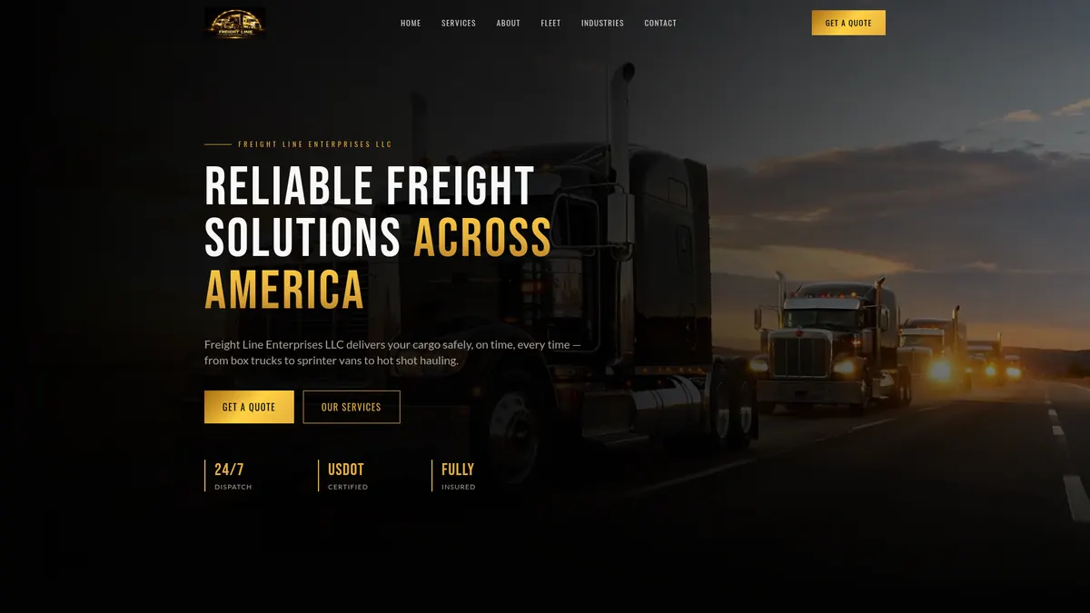 Freight Line Enterprises trucking website — US-based freight and logistics homepage.
