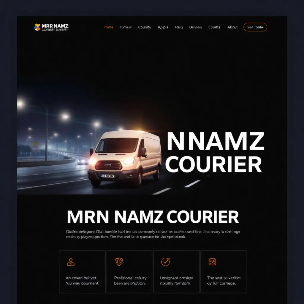 MRN Namz Courier company website — courier and delivery services landing page.