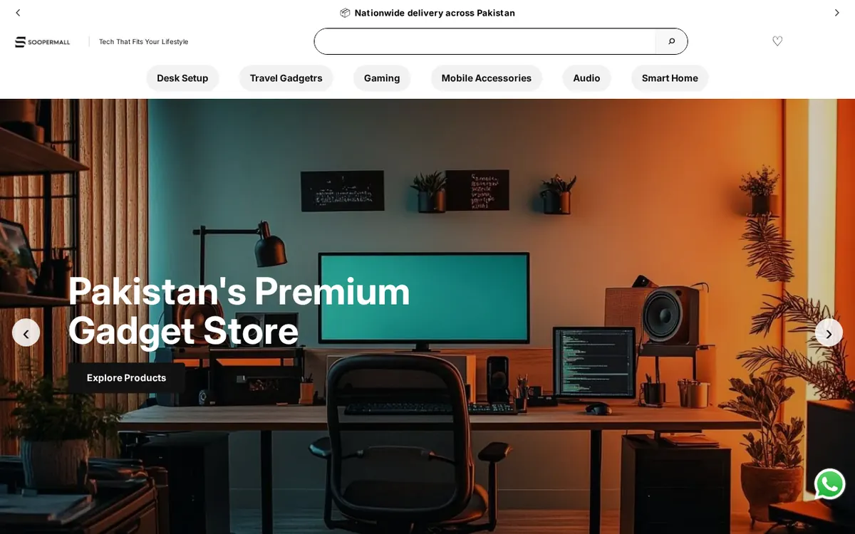 Sooper Mall gadgets and tech e-commerce store — homepage showing premium gadget store.